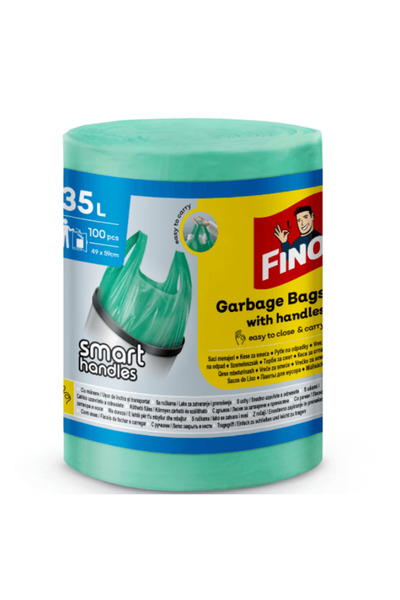 Fino Cleaning bags with handles 35 L green HD 100 pieces/roll