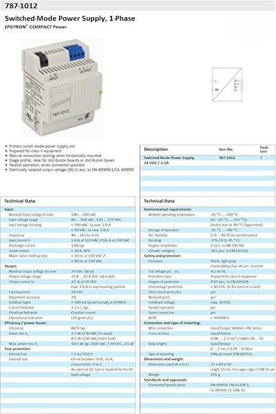 WAGO 787-1012 Power Supply