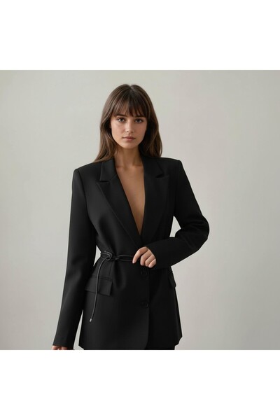 Cistern İstanbul Women's Belt Detailed Lined Blazer Jacket