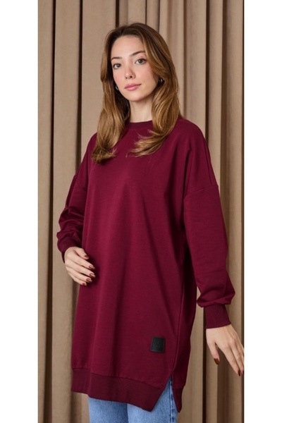 ThisBest Puane Soul Organic Cotton Crew Neck Two Thread Burgundy Tunic
