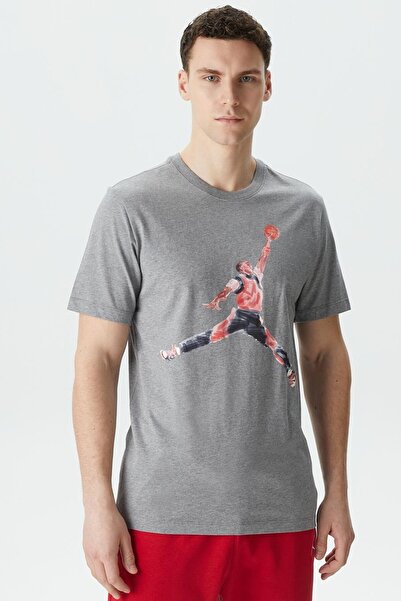 Nike Jordan Brand Jumpman Watercolor Graphic Tshirt Gray Jordan Graphic Print...