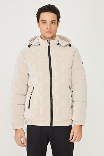 White Stone Beige Hooded Coat