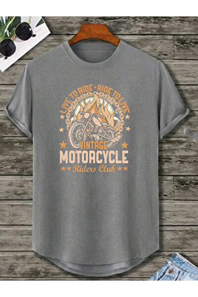 SUNFREE Motorcycle Printed Oval Skirt Cotton Summer Unisex Tshirt