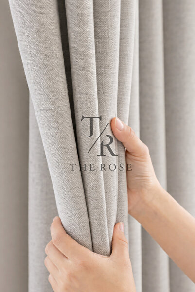 The Rose Açık Gri Ultra Keten Fon Pilesiz Ekstrafor Büzgülü Kornişli Kullanım...