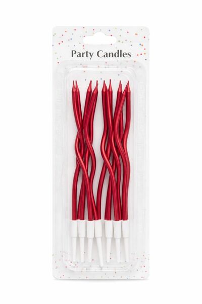 Vivian Fireworks Group Twisted Paraffin Birthday Candles, Set of 12, Red, Par...