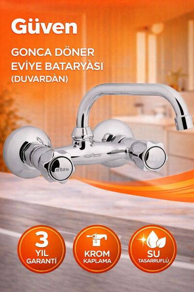 GÜVEN GONCA DÖNERLİ EVİYE BATARYASI (DUVARA MONTE)