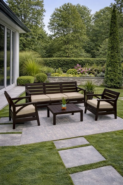 Alezy Hawaii Set - Takım Bahçe Oturma Grubu Minderli - HK810 5 Kişilik