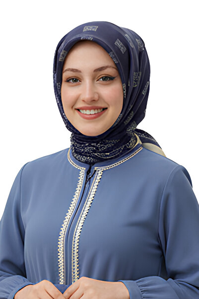 levamor eşarp şal LEVAMOR Kadın İpek ve Bambu Karışımlı Kristal Eşarp Lacivert