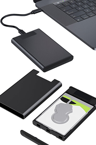 TechnoStation 2.5" SATA HDD SSD to USB-C Dönüştürücü RGB Işıklı Taşınabilir D...