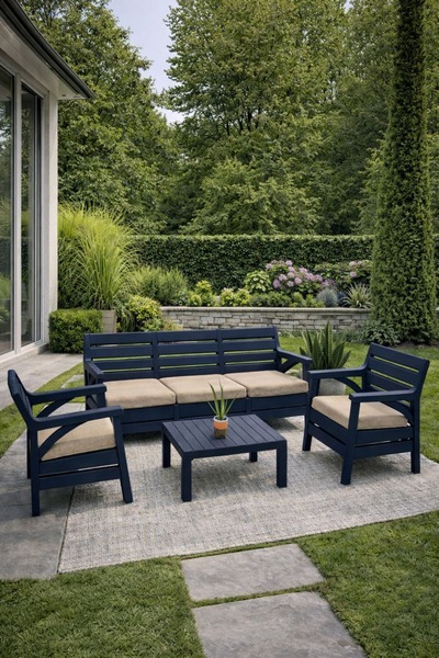 Alezy Hawaii Set - Takım Bahçe Oturma Grubu Minderli - HK810 5 Kişilik