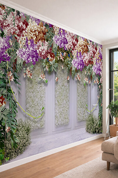 dreamwall Çiçekli Bahçe Temalı 3D Derinlik Etkili Modern Tek Parça Tekstil Du...