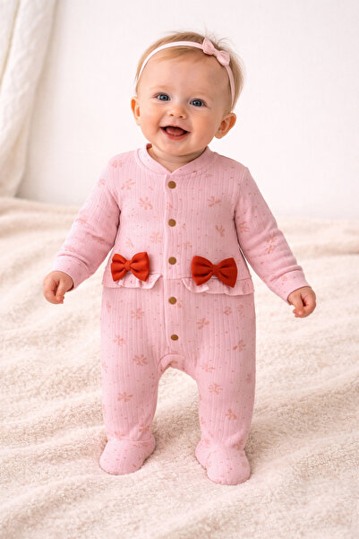 Nehad Bebe رومبير قطني للفتيات الصغيرات مزين بفيونكة وتفاصيل ناعمة، مناسب للا...