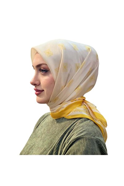 levamor eşarp şal LEVAMOR Kadın İpek ve Bambu Karışımlı Kristal Eşarp Sarı