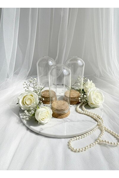 ÖZENTOPTANHEDİYELİK cam ters fanus badem şekeri tüp tıpa dahil 50 adet