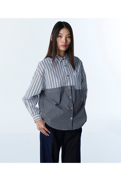 Twist ÇİZGİ DESEN KARMA DÜĞMELİ GÖMLEK