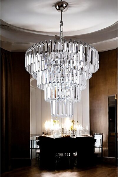 Retro taşlı kristal 45 lik ampullü avize