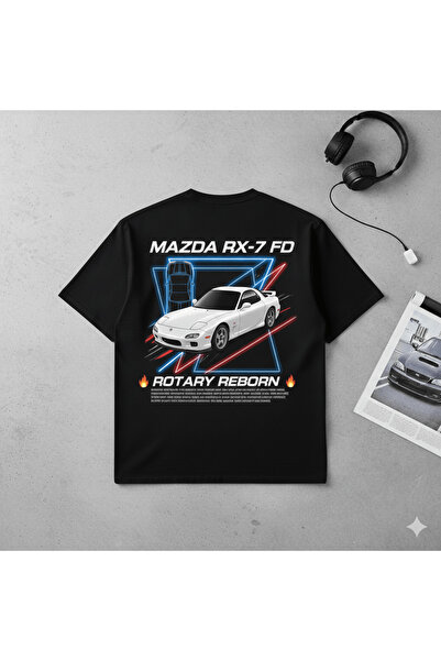 kahire MAZDA RX7FD Премиум овърсайз тениска с принт