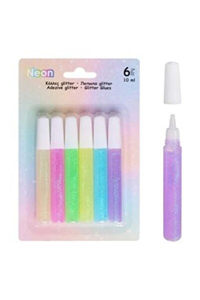 SHOPIENS Lipici cu sclipici neon de diferite culori 10 ml - 6 bucăți