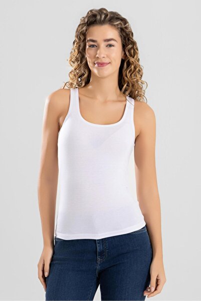 BAYKAR Γυναικείο εσώρουχο Modal Lycra με χοντρά λουράκια 6328 Λευκό