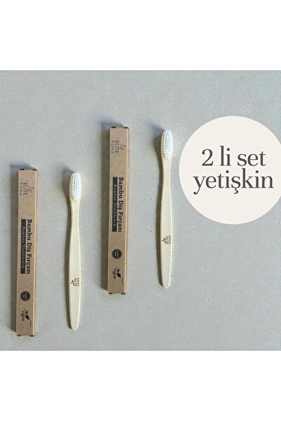 The Elite Home Yetişkinler İçin Bambu Diş Fırçası 2’li – %100 Doğal | BPA’sız...