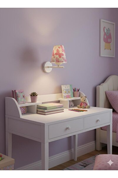 BİAVİZE Baby Girl-Child Themed White Chromed Wall Sconce