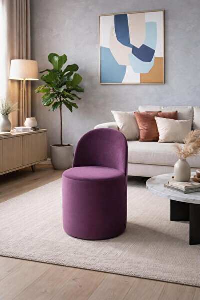 Breda Home Concept Lotus Silindir Sırtlı Dekoratif Modern Puf