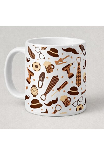 Borambalaj Tie Mustache Hat Patterned Mug