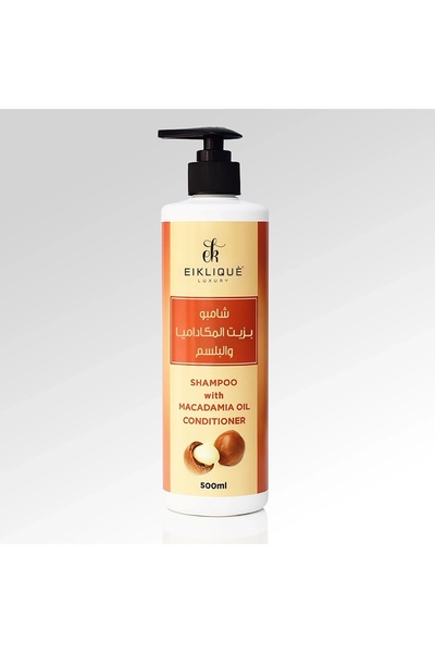 EIKLIQUE LUXURY شامبو زيت المكاديميا مع بلسم ٥٠٠ مل | منظف للشعر مقوي ومغذي