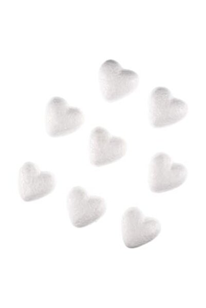 SHOPIENS Λευκές Αφρολέξ Καρδιές για Δημιουργίες 4 εκ. - 8 τεμ.