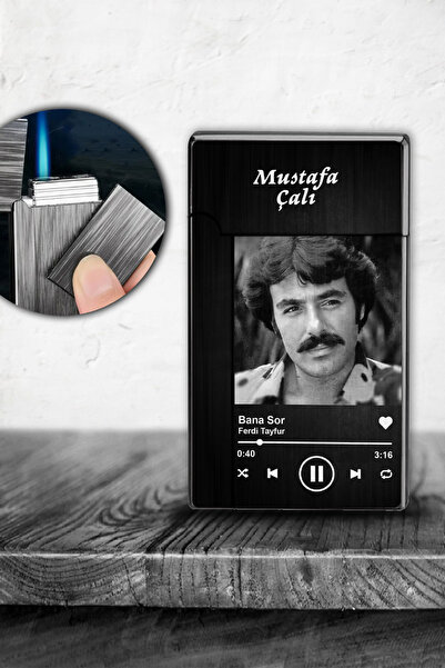 Saatistan Kişiye Özel İsimli Gazlı Rüzgar Geçirmez Çakmak Ferdi Tayfur Baskılı