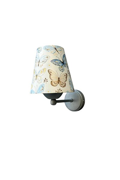 BİAVİZE Young Children's and Girls' Room Butterfly Gray Chrome Wall Sconce