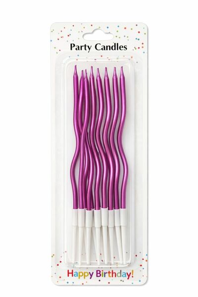 Vivian Fireworks Group Twisted Paraffin Birthday Candles, Set of 12, Metallic...