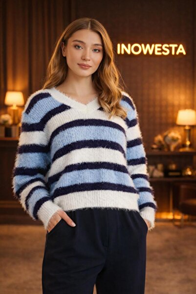 inowesta trend Women's Bearded Knitwear V-Neck Sweater (Soft Touch) Standard ...