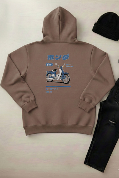 OXVİN Jdm Moped - Unisex Hooded Kangaroo Pocket 3 Thread Puff (Fleece Inside)...