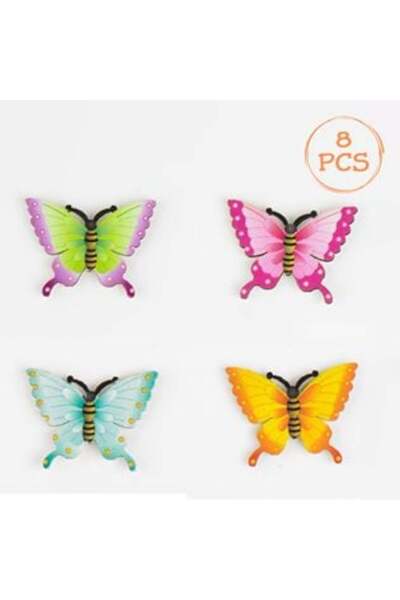 SHOPIENS Autocolante decorative din lemn cu fluturi 3 cm - 12 buc