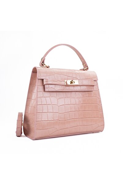 Posete Fagaras Poseta Piele Teresa - Croco - Piersica, Geanta Casual din Piel...