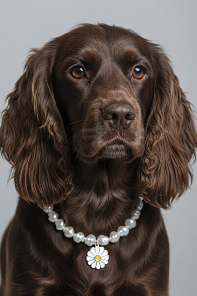 Stoneage قلادة للكلاب مزينة باللؤلؤ - طوق - سلسلة