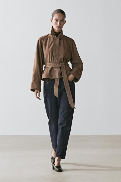 Massimo Dutti Kemerli süet deri ceket