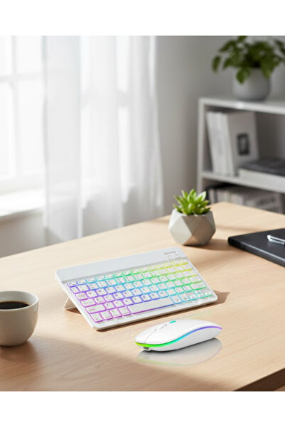k-yonlineticaret Aydınlatmalı Kablosuz Klavye Mouse Seti Bluetooth Bağlantılı...