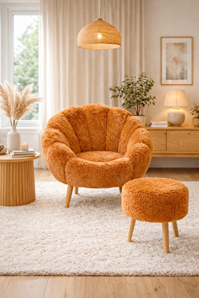 Lunera Mobilya LN Monaco Çay Seti Berjer Puf Hediyeli 2li Berjer Takımı Koltu...