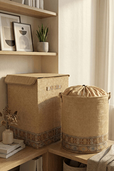 PH Prendi Home Ethnic Bohemian Set Ethnic Jute Large Box and Bohemian Jute Me...