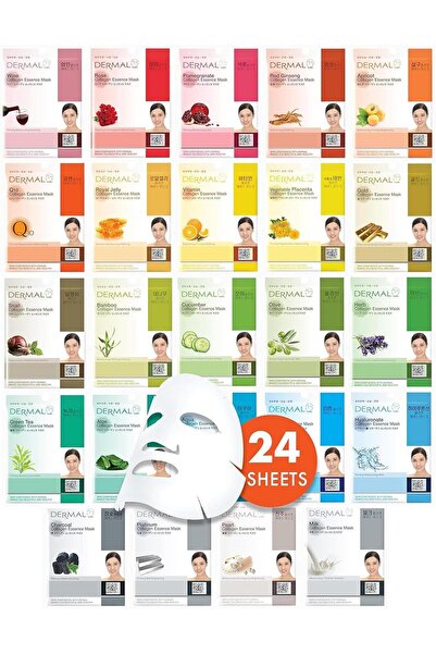 Dermal مجموعة أقنعة الكولاجين للوجه بالكامل (24 قناعًا)