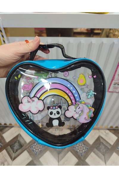 senacacollection Heart Model Makeup Bag Panda Rainbow 20X20 cm