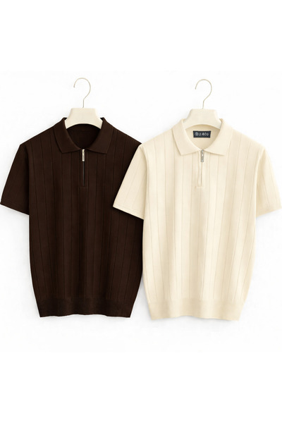 zs zaos fashion 2li set erkek poloyaka fermuarlı triko kazak kaliteli pamuklu...