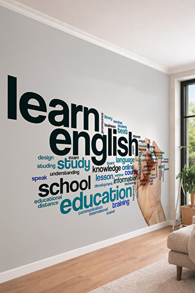 dreamwall "Learn English" Temalı Dil Kursu ve Çalışma Odası İçin Tipografik T...
