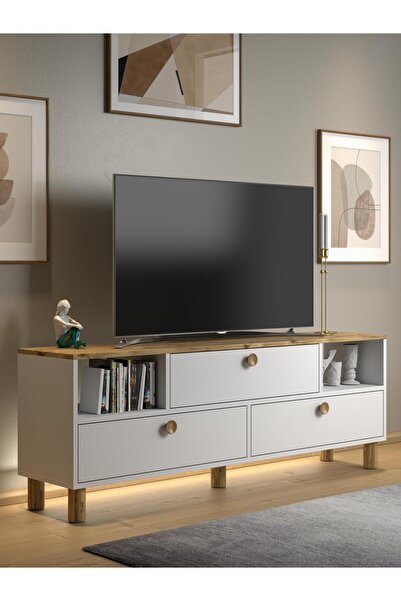 Wood'n Love Bohem Mia Ledli Tv Ünitesi - Konsol 3 Kapak 2 Bölme 160 Cm Dolapl...