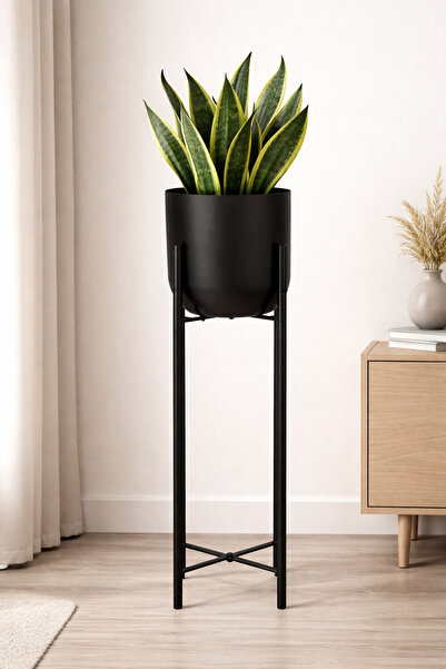 Valda ATLAS 75 CM ÇAP 20 SİYAH AYAKLI SAKSILIK