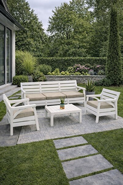 Alezy Hawaii Set - Takım Bahçe Oturma Grubu Minderli - HK810 5 Kişilik