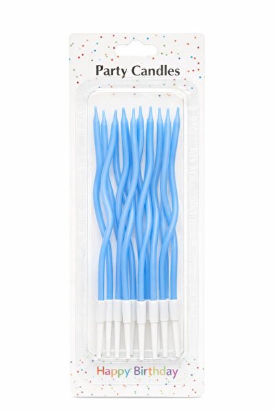 Vivian Fireworks Group Twisted Paraffin Birthday Candles, Set of 12, Baby Blu...