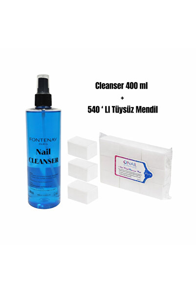 Fontenay Nail Cleanser 400 ml + 540’lı Tüysüz Mendil Seti | Jel & Protez Tırn...